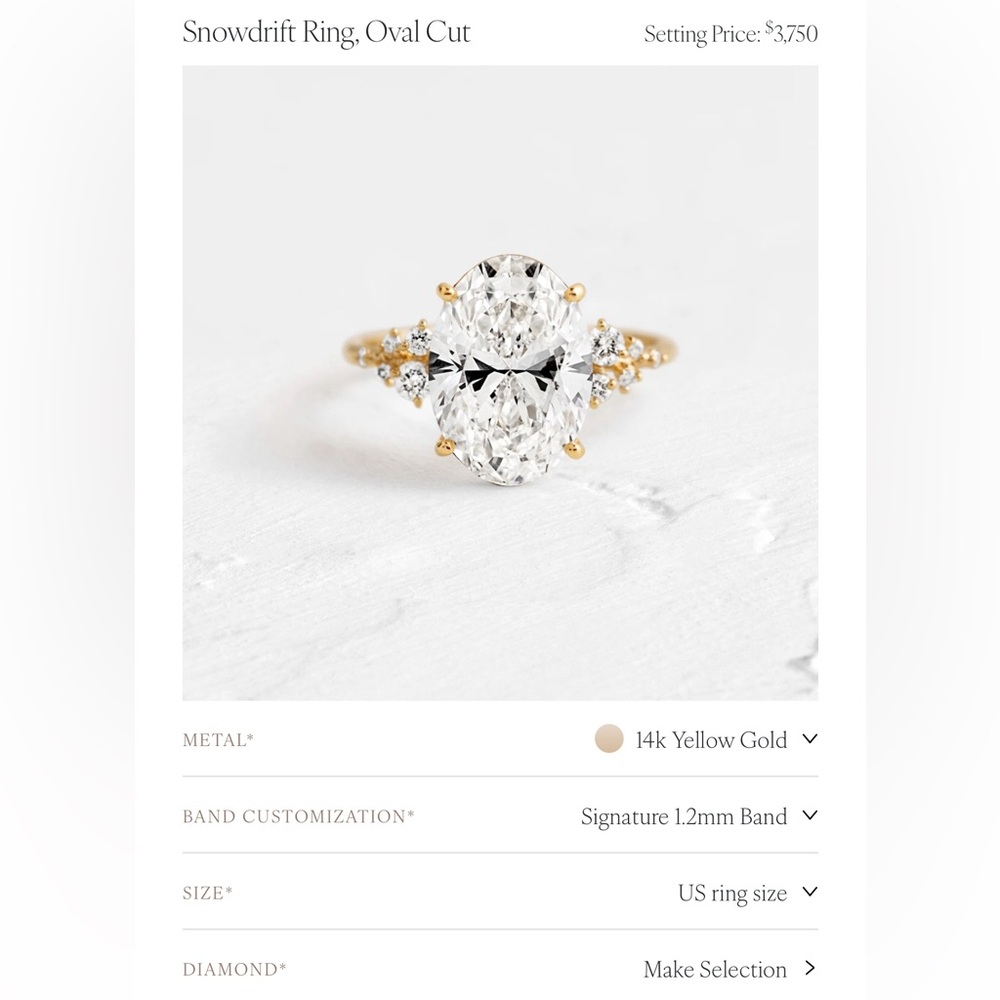 AUTHENTIC Melanie Casey Oval Snowdrift Ring (& FREE Catbird Wedding Band)